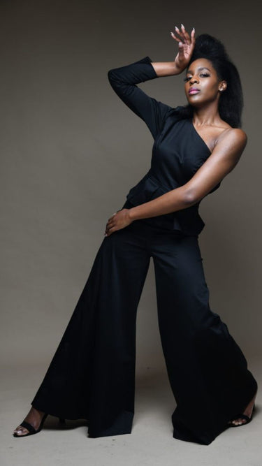 SUNRAY Alora Black One Sleeved Eyelet Back Jacket.